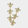 Pave Rhinestone Fleur de Lis Link Earrings