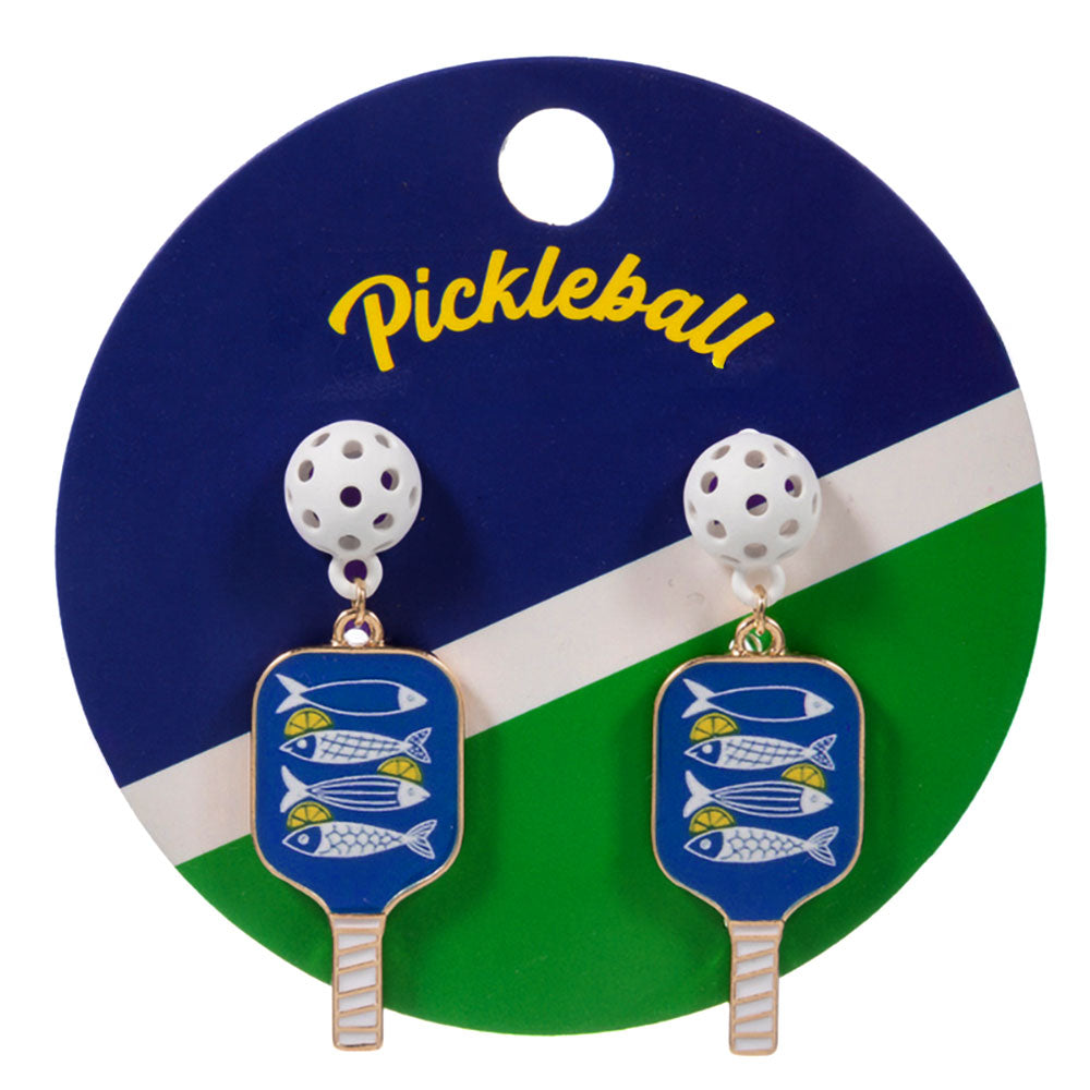 Pickleball Sardines Fish Theme Drop Earrings