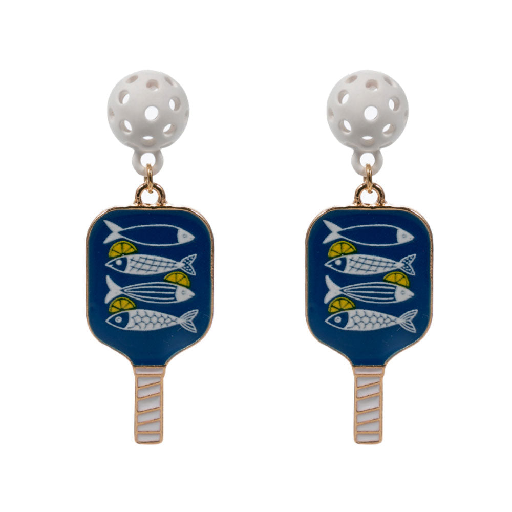 Pickleball Sardines Fish Theme Drop Earrings