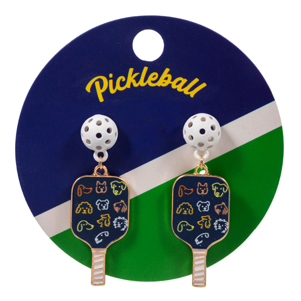 Pickleball Dog Theme Drop Earrings