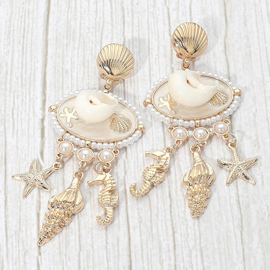 Maia Mermaid Sea Siren Shell Earrings
