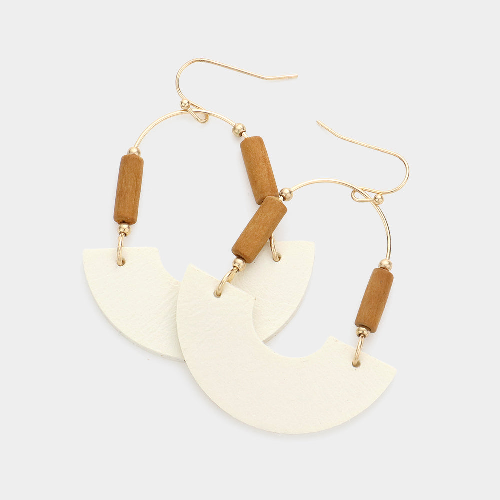 Half Moon Vegan Leather Boho Wire Earrings