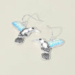Hummingbird Charm Drop Dangle Earrings