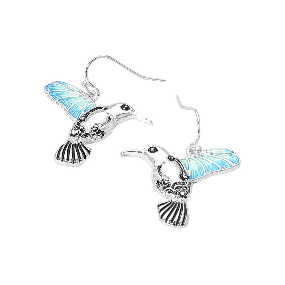 Hummingbird Charm Drop Dangle Earrings