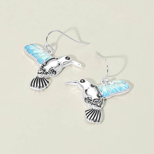Hummingbird Charm Drop Dangle Earrings