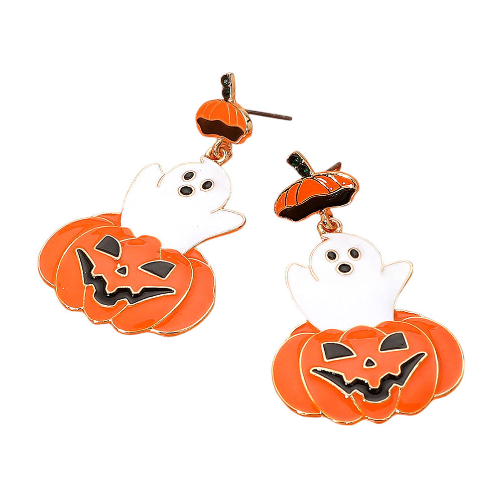 Pumpkin Pop Ghost Halloween Fun Earrings