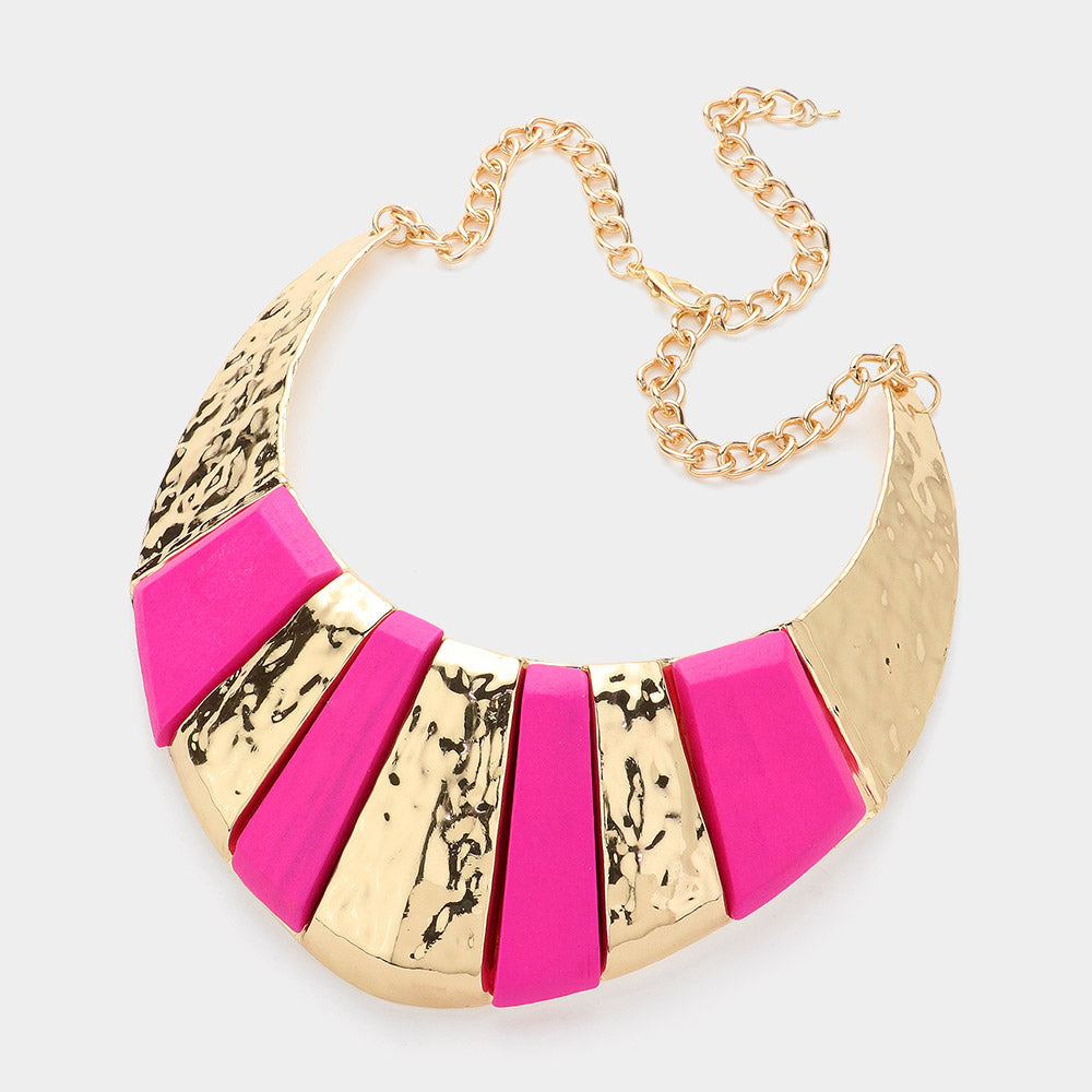 Colorblock Curved Wood Block Necklace