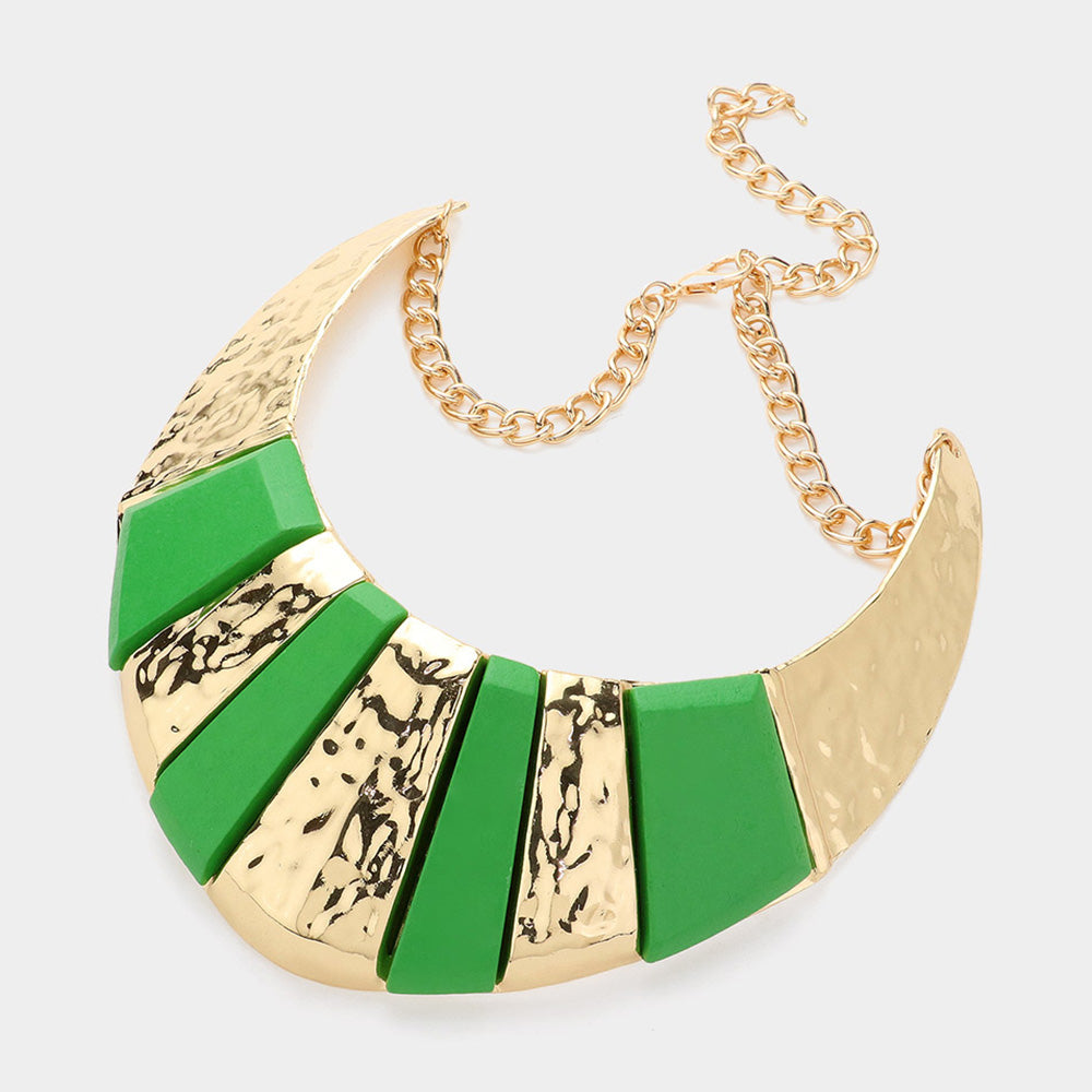 Colorblock Curved Wood Block Necklace