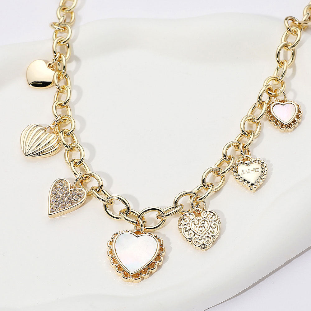 Heart To Heart 14K Gold CZ Charm Necklace