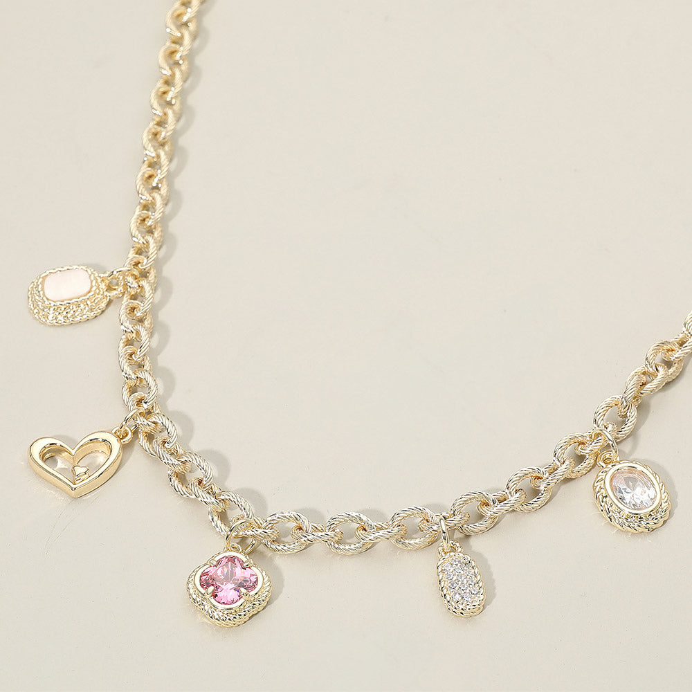 Lucky in Love 14K Gold CZ Charm Necklace