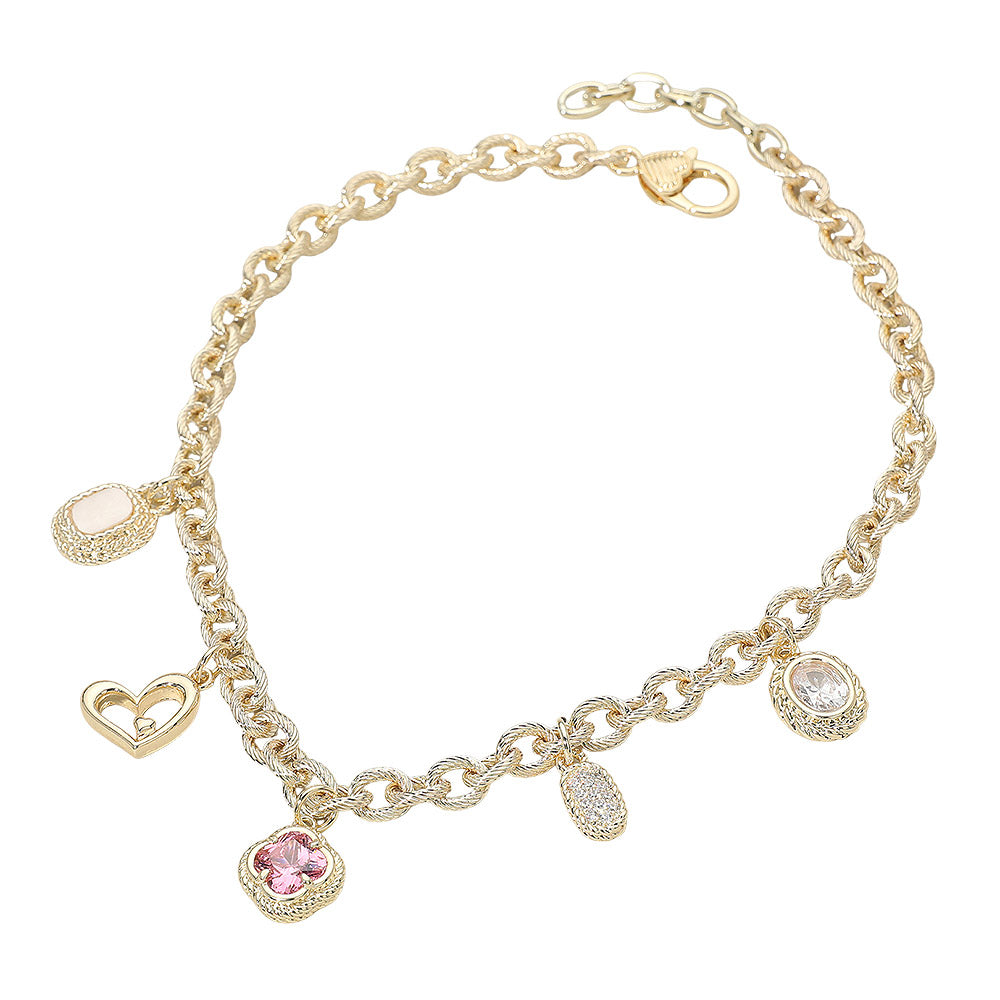 Lucky in Love 14K Gold CZ Charm Necklace