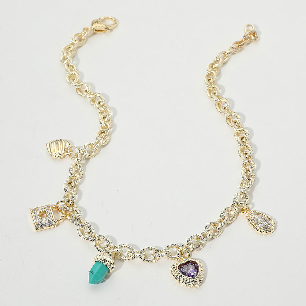 Captured Heart 14K Gold CZ Charm Necklace