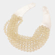 Bella Cream Beaded Leather Magnetic Collar Necklace