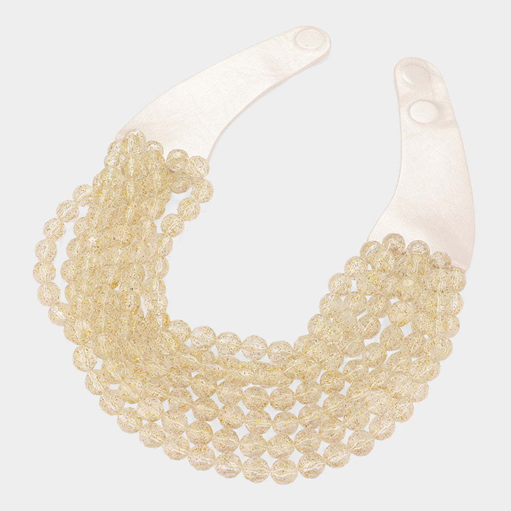 Bella Cream Beaded Leather Magnetic Collar Necklace