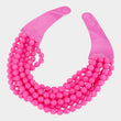 Bella Fuchsia Beaded Leather Magnetic Collar Necklace