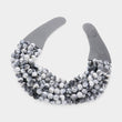 Bella Grey Marble Beaded Leather Magnetic Collar Necklace