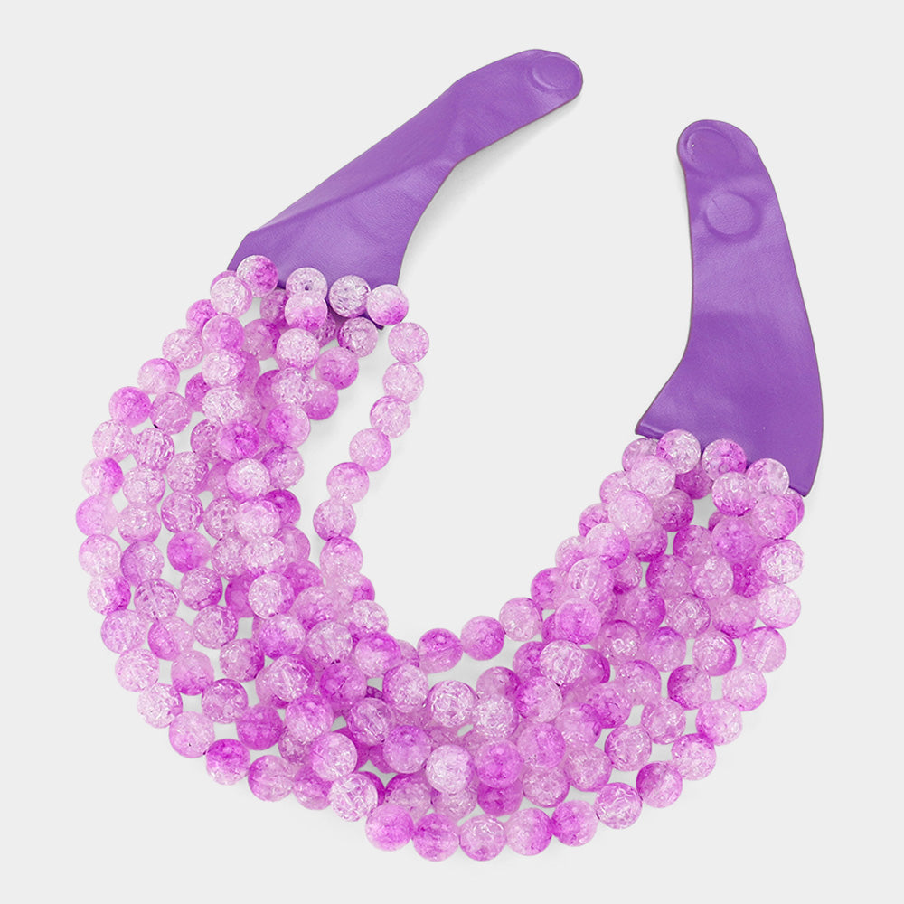Bella Lilac Beaded Leather Magnetic Collar Necklace