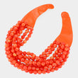 Bella Orange Beaded Leather Magnetic Collar Necklace