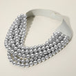 Bella Silver Beaded Leather Magnetic Collar Necklace