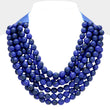 Bella Navy Beaded Leather Magnetic Collar Necklace