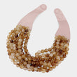 Bella Tan Beaded Leather Magnetic Collar Necklace