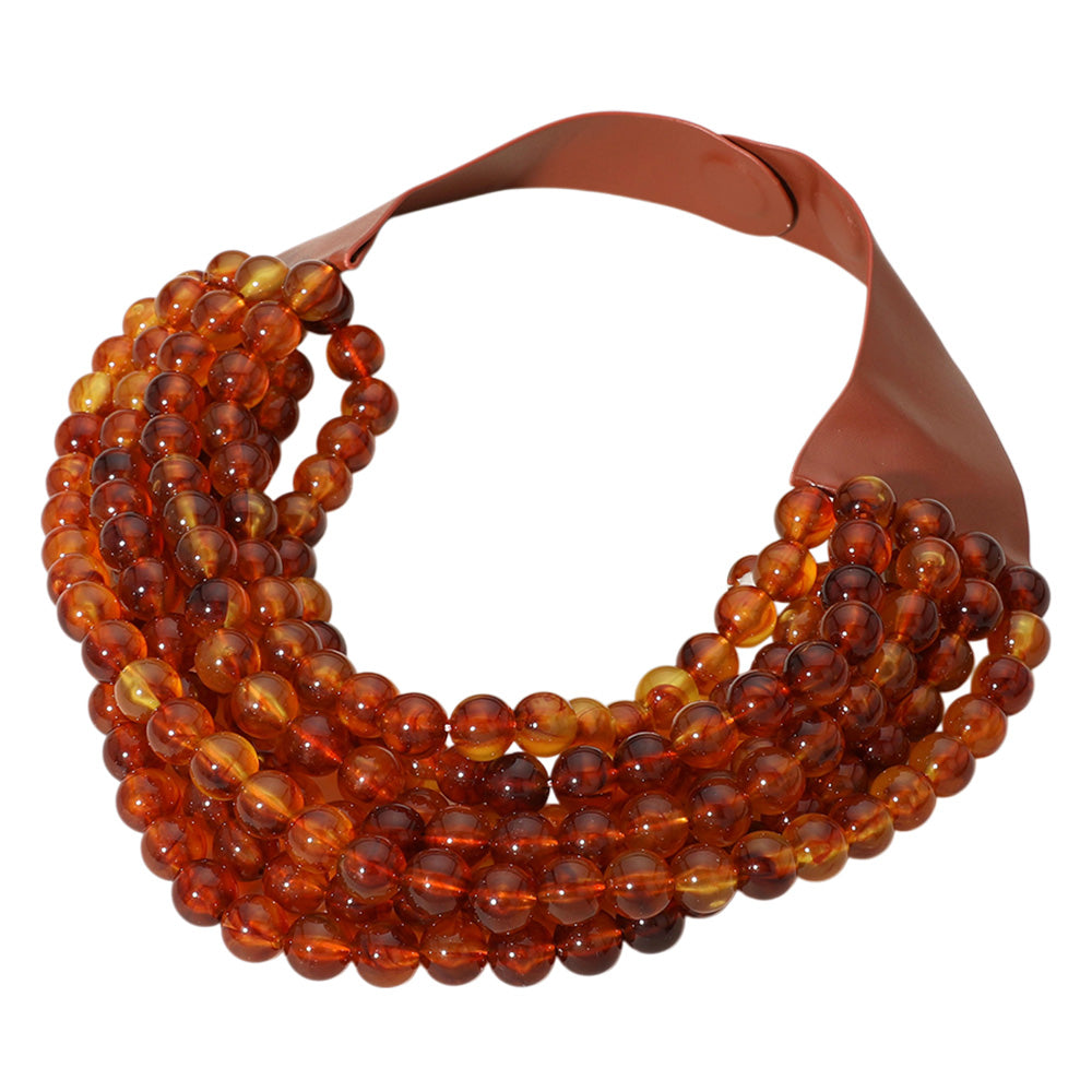 Bella Sienna Beaded Leather Magnetic Collar Necklace
