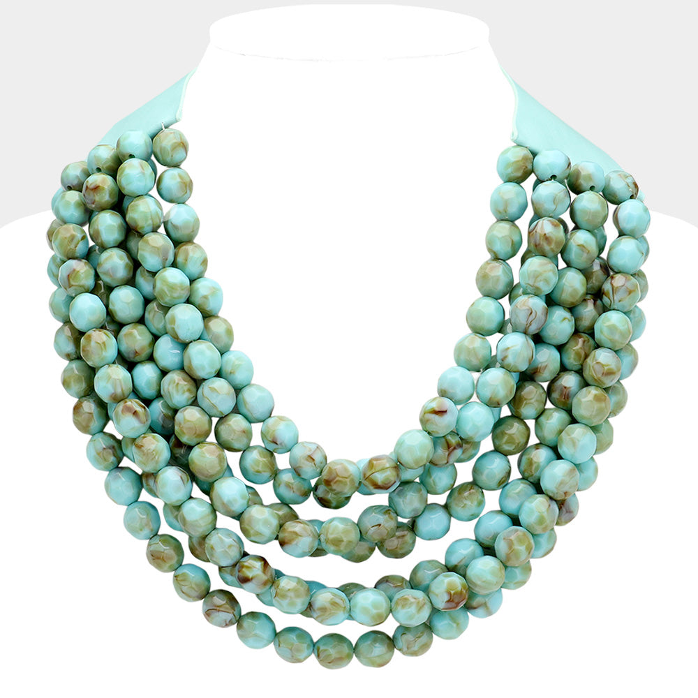 Bella Turquoise Beaded Leather Magnetic Collar Necklace