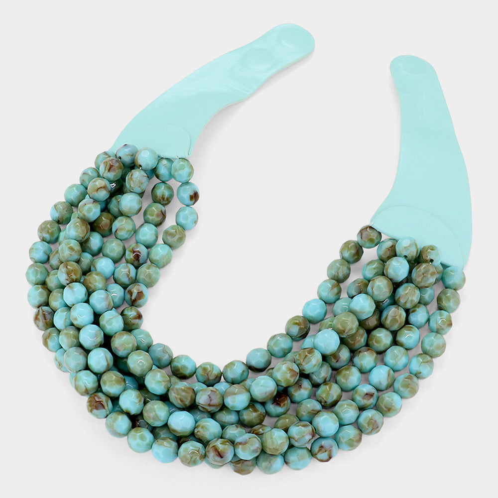 Bella Turquoise Beaded Leather Magnetic Collar Necklace