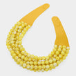 Bella Yellow Beaded Leather Magnetic Collar Necklace