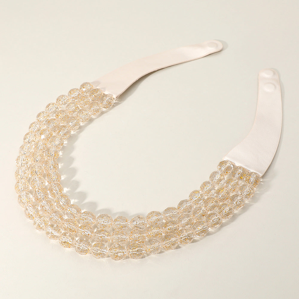 Thea 3-Strand Ivory Beaded Leather Magnetic Collar Necklace