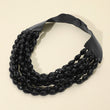 Tessa Black Teardrop Beaded Leather Collar Magnetic Necklace