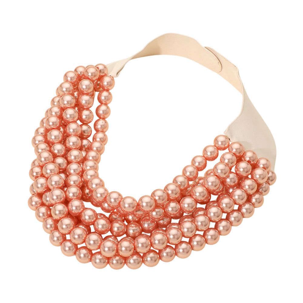 Cora Rose Luster Beaded Leather Magnetic Collar Necklace