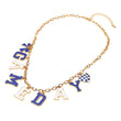 Blue White Football GAMEDAY Word Charm Necklace