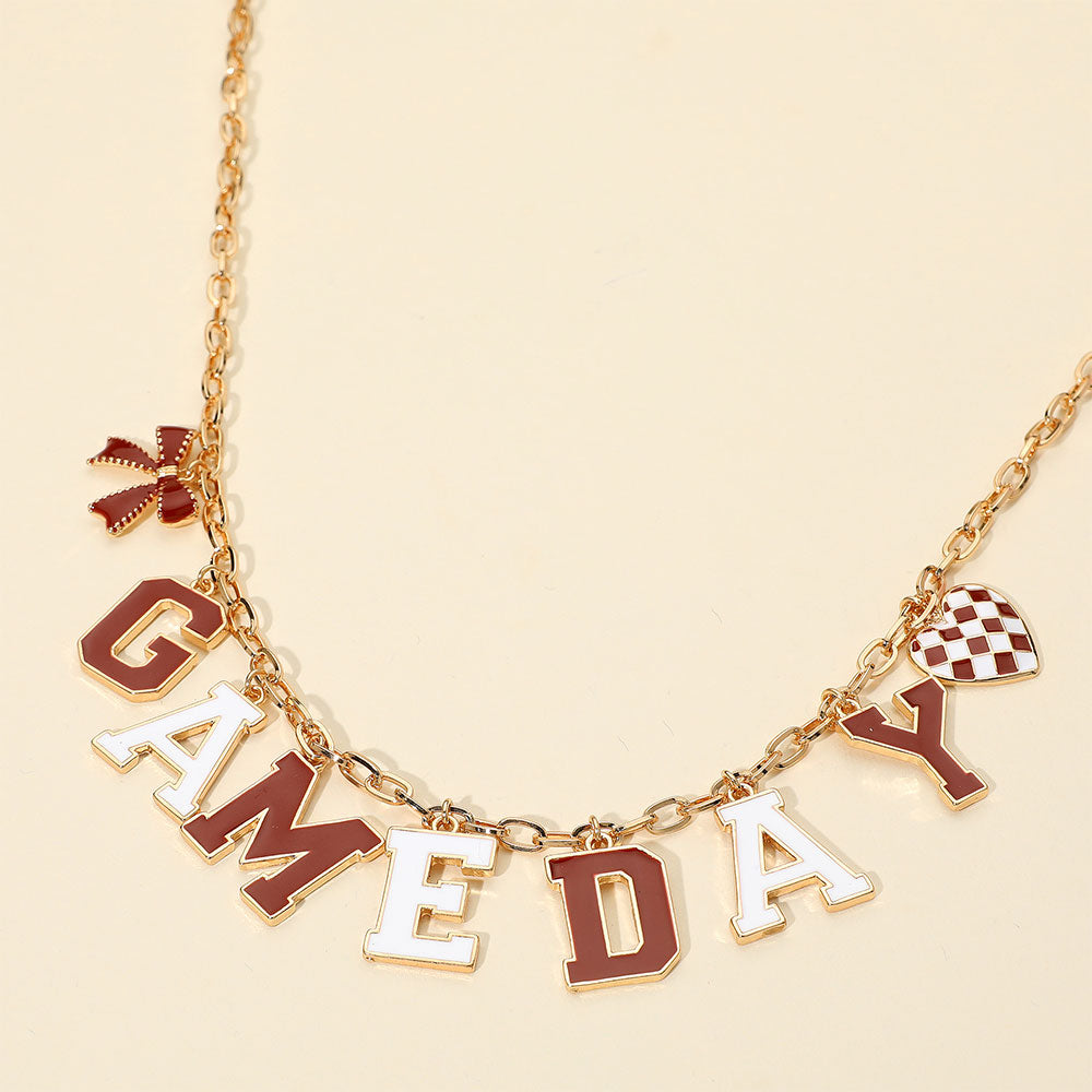 Crimson White Football GAMEDAY Word Charm Necklace