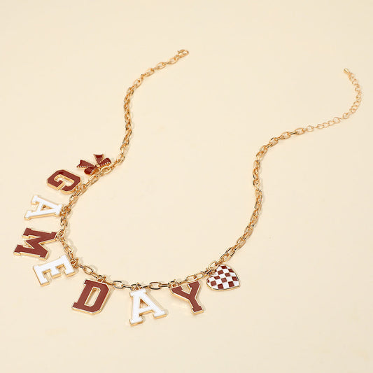 Crimson White Football GAMEDAY Word Charm Necklace