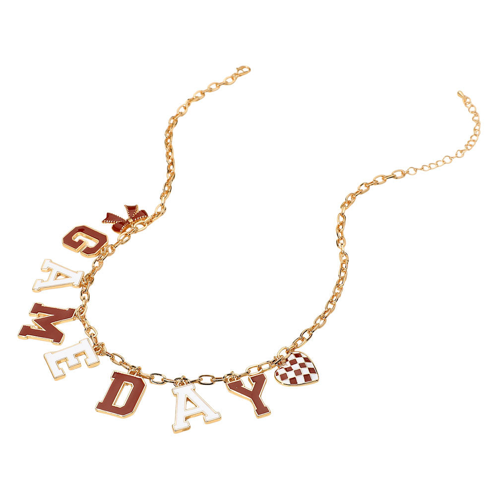 Crimson White Football GAMEDAY Word Charm Necklace