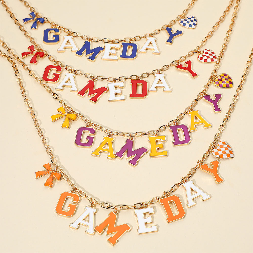 Crimson White Football GAMEDAY Word Charm Necklace