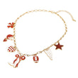 Burgundy & White Western Theme Football Charm Necklace
