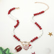 Crimson & White Football Team Beaded Charm Necklace