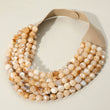 Brook Beige Facet Beaded Leather Magnetic Collar Necklace