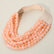 Brook Peach Facet Beaded Leather Magnetic Collar Necklace