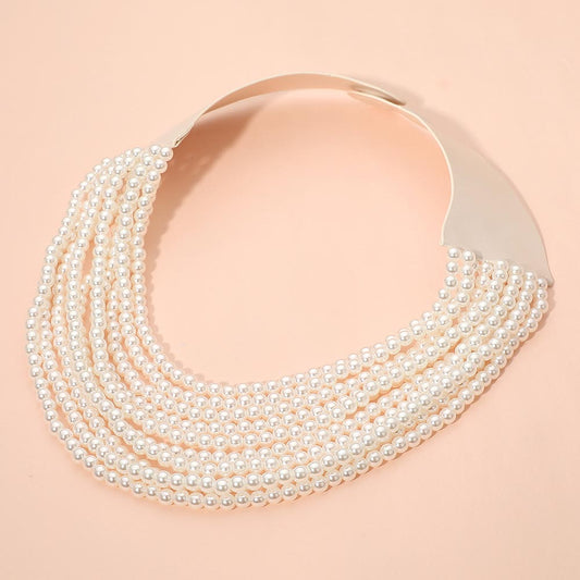 Gia Pearl Beaded Magnetic Collar Necklace
