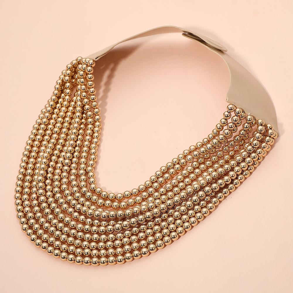 Gia Gold Pearl Beaded Magnetic Collar Necklace