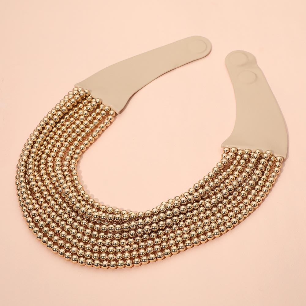 Gia Gold Pearl Beaded Magnetic Collar Necklace