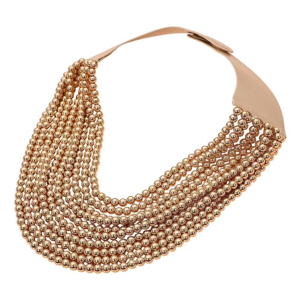 Gia Gold Pearl Beaded Magnetic Collar Necklace