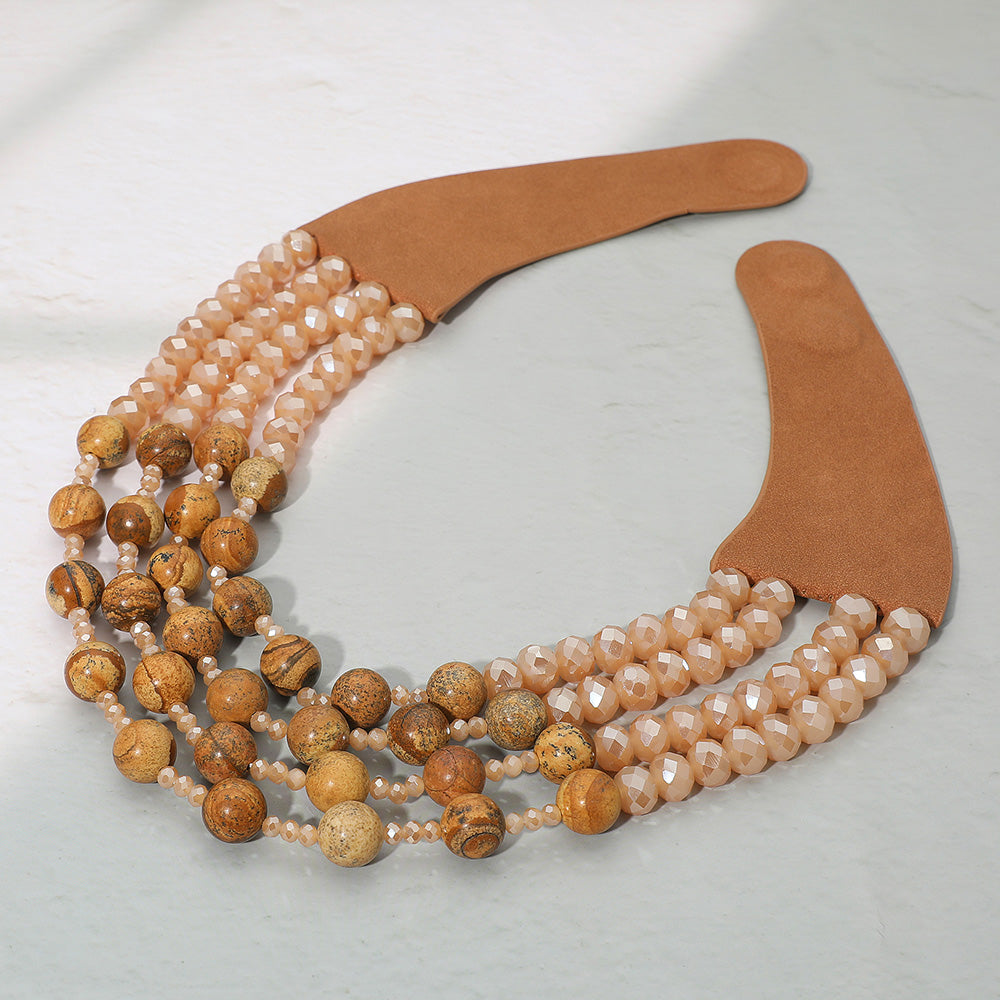 Becca Mocha Chunky Beaded Magnetic Collar Necklace