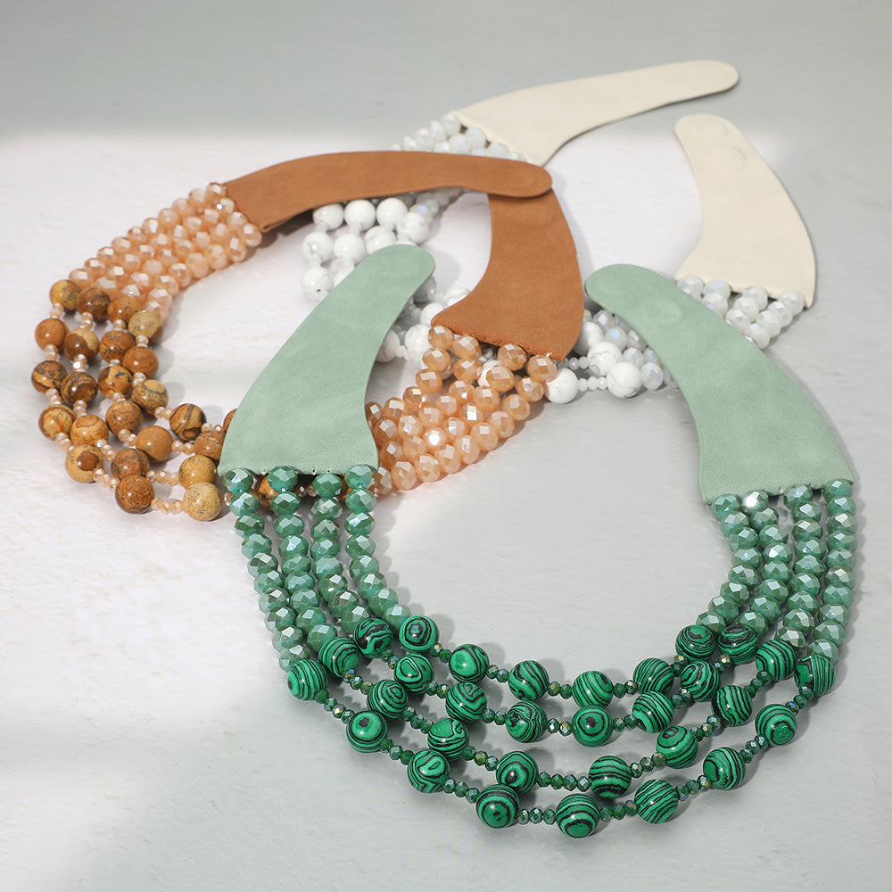 Becca Green Chunky Beaded Magnetic Collar Necklace