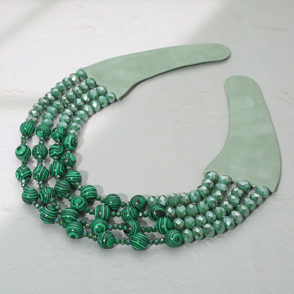 Becca Green Chunky Beaded Magnetic Collar Necklace