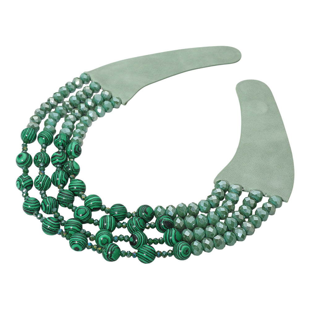 Becca Green Chunky Beaded Magnetic Collar Necklace