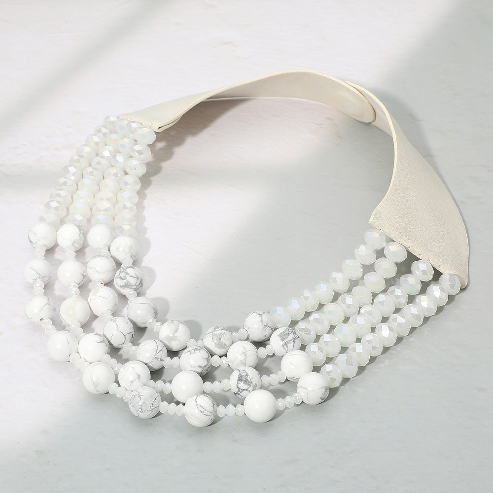 Becca White Chunky Beaded Magnetic Collar Necklace